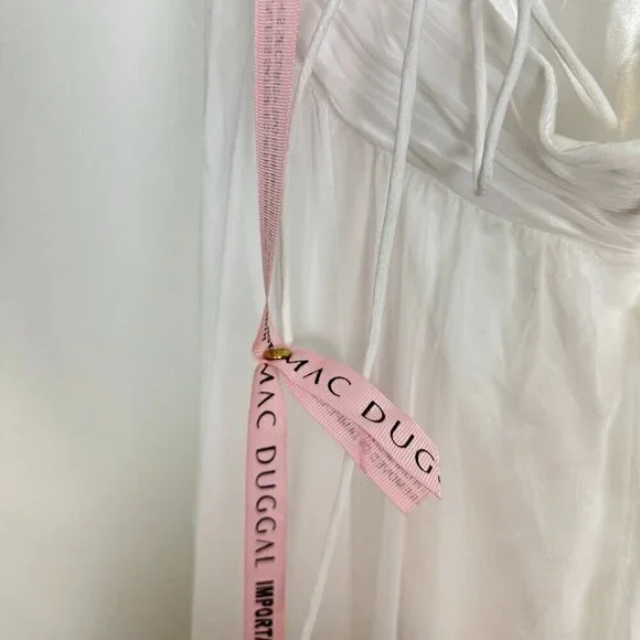 MAC DUGGAL Rosette Chiffon Cutout Empire Waist Gown in White Size US 8 - Picture 10 of 12